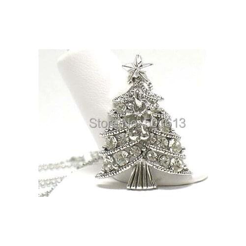 Fashion alloy christmas tree necklace rhinestone pendant necklace one piece xy156