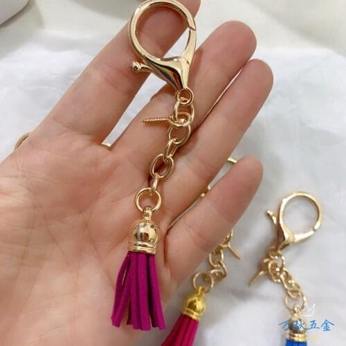 Multicolored Tassel Lobster Buckle Three-Piece Set Keychain Accessories Shrimp Buckle Chain Luggage Pendant