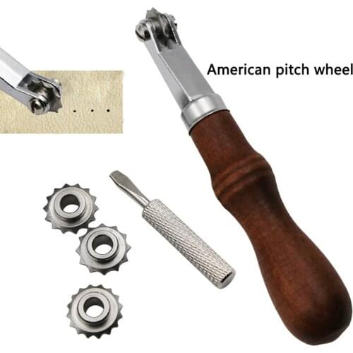 DIY Leather Craft Kit Spacing Tool 3/3.5/4/5mm Over Stitch Line Marking Wheel Gear Roulette Leathercraft Spacing Sewing Tools