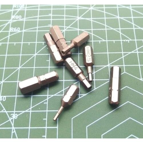New 8Type 1/4" S2 Allen security bit 6.3MM Hex Screw Bit With hole L25mm H2 H2.5 H3 H4 H5 H6 H7 H8 Magnetic Screwdriver Bit