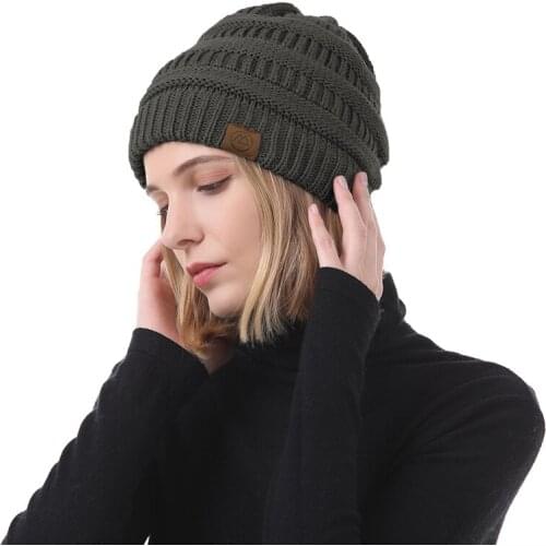 New Autumn Hat Women Solid Color Knitting Beanies Hat Winter Chunky Knit Beanie Warm Knitted Hats Thick Cotton Cap