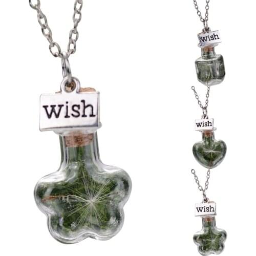 Dandelion Pendant Necklace Creative Chain Necklace Dandelion Wish Necklace Clear Glass Jar Pendant Necklace Jewellery