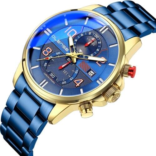 OLENSE Men Military Watch 30m Waterproof Wristwatch Quartz Clock Sport Watch Male Chronograph Luminous Hands relogios masculino