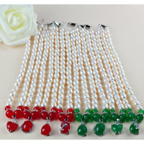Wholesale Price 7-8mm Real Freshwater Natural Pearl Necklace with Agate Hot Cheap Fashion Jewellery Nice Jewelry Good Party Gift