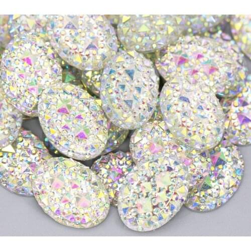Oval Crystal AB Resin Rhinestone Silver Flatback Base Rhinestones for Garment Jewelry Non Hotfix Scrapbook Strass For DIYCrafts