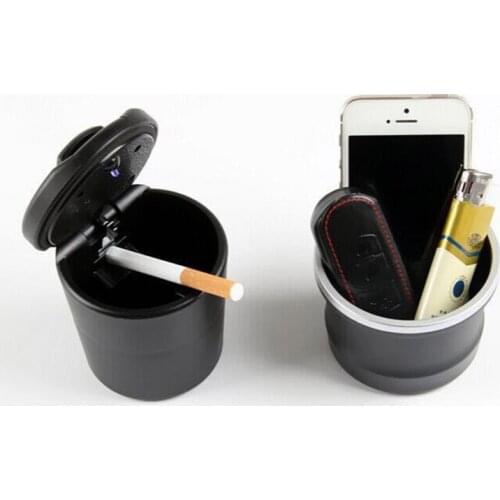 1PC Portable Auto Car Truck LED Cigarette Smoke car Ashtray Blue LED Light Smokeless Ashtray Cigarette Holder Anti-slip Rubber