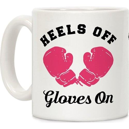 Heels Off Gloves On White 11 Ounce Ceramic Coffee Mug