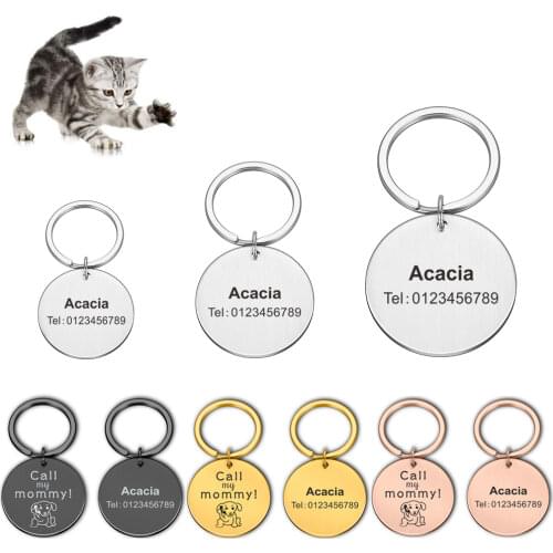 Personalized Dog ID Tag Pet Name Phone Call My Mommy Pet ID Name Anti-lost Dog Collar Tag Pendant Keyring Tag for Cat Puppy