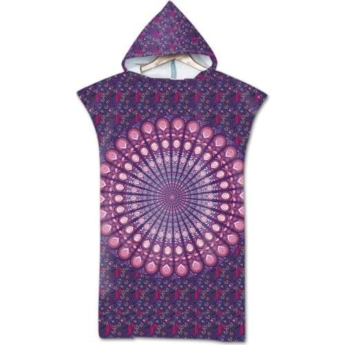 Microfiber Beach Towels for Adults Swim Beach Surf Poncho Towel Hooded Changing Robe Geometry Printed Wetsuit Beachwear Bathrobe