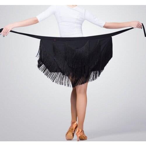 Promotional New Style Tassels Adult CHILDREN 'S Skirt Latin Dance Clothing Women 's Hip Scarf " Practice Skirt Asymmetric Skirt