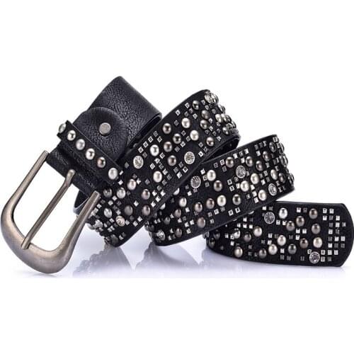 Idopy Fashion Faux Leather PU Rivet Vintage Belts For Women Leather Belt Party Cosplay High Quality Rock Women Strap For Jeans