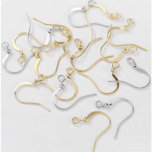 Copper Plated 18K 14K Gold Earring Components Flat Ear Hook Earrings 10pcs/lot For DIY Drop Earrings Jewelry Making Accessories