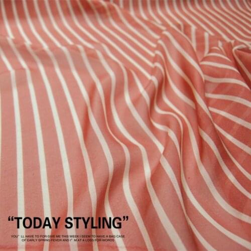 LEO&LIN Orange White Stripes Large Wide Real Silk Chiffon Dress Shirt 100% Silk Clothing Cloth Fabric DIY patchwork
