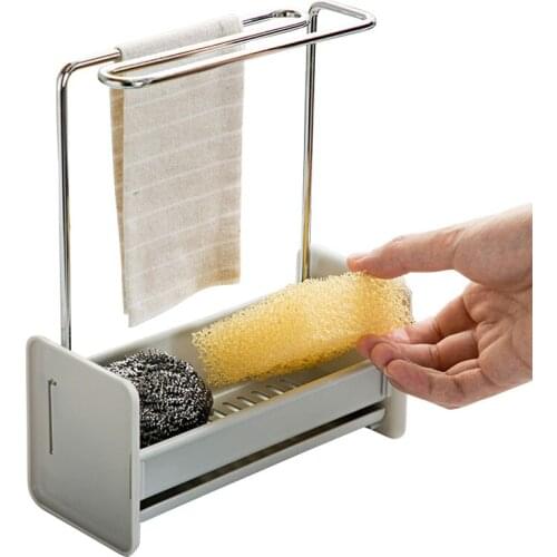 Towel Sponge Storage Rack Kitchen Soap Rag Drain Rack Multi-Function Dish Cloth Hanging Rack Kitchen Storage Hanging Rack