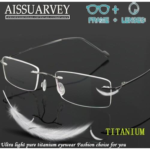 Titanium Prescription Glasses Frames Mens Prescription Rimless Eyeglasses Men Optical Glasses Flexible Business Eyewear Quality