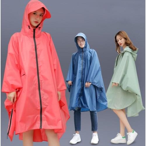 Fashion Big Cap Hooded Women Trench Raincoat Outdoor Waterproof Long Impermeable Rain Poncho Cloak for Hiking Climbing Cycling