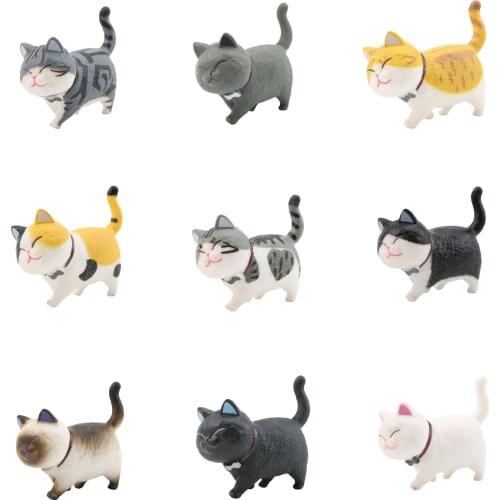 9PCS/Pack Cute Cat Tabletop Ornaments Lovely The Head Can Be Rotated 360 Degrees Garage Kit Christmas Goods Gift For Friend Kid