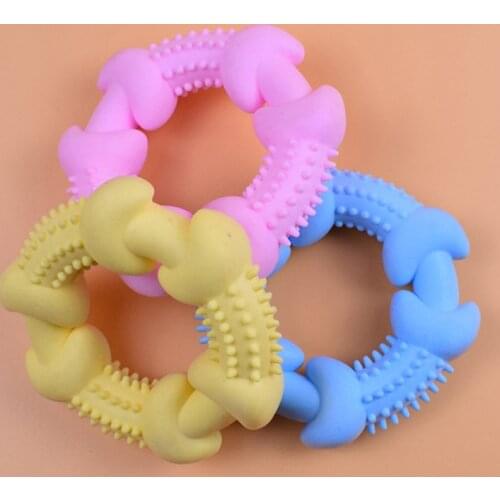 Bite Resistant Dog Toy Ring With Spines Molar Bone Shape Pet Chew Toy Teeth Clean Ring Dogs Plaything Nontoxic TPR Pet Products