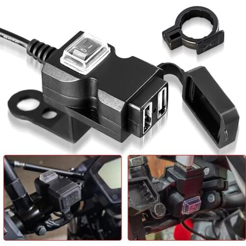 Universal 12V-24V Dual USB Motorbike Motorcycle Handlebar Charger Adapter Waterproof Power Supply Socket for iphone Mobile