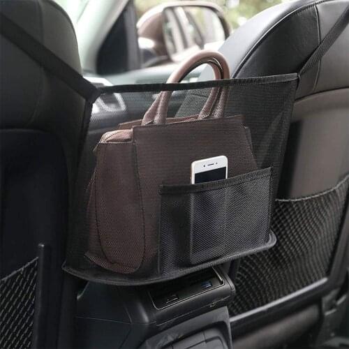 Large Capacity Car Seat Net Pocket Handbag Purse Holder Bag Organizer Storage Pouch Between Back Seats Mesh