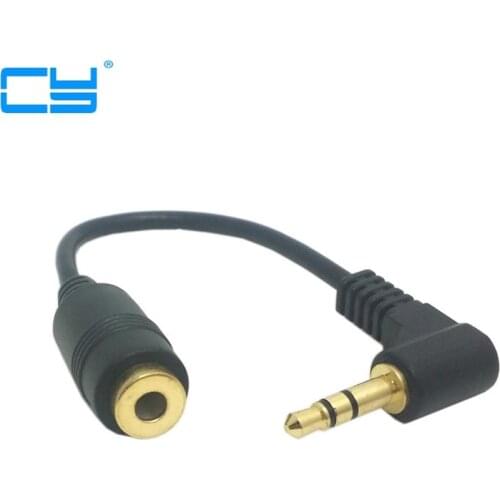 High Quality 90 Degree Right Angled 3.5mm 3pole Audio Stereo music mic Male To Female Extension Cable adapter