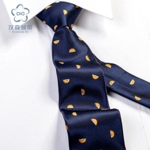 Fruit jacquard tie processing custom new floral tie wholesale polyester silk mens tie