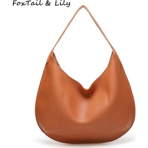 FoxTail & Lily Brand Leather Tote Bag Luxury Handbags Women Designer Large Capacity Casual Shoulder Bags Fashion Ladies Purses