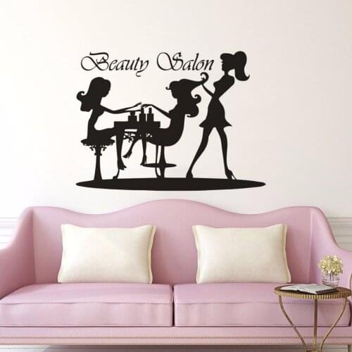Lady Hairdressing Window Nail Art Design Wall Sticker Vinyl Poster Beauty Salon Decoration Girls Make Up Beauty Wall Decal