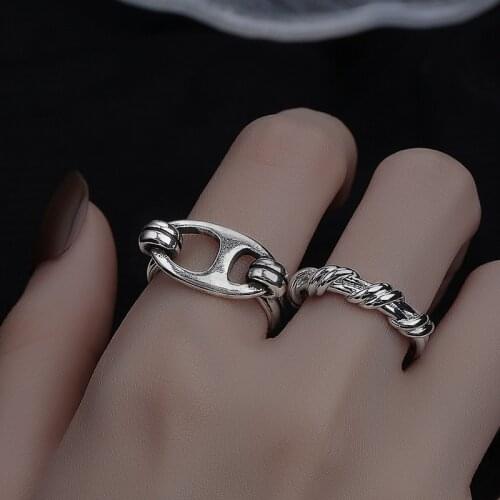 VENTFILLE 925 Sterling Silver Personality Winding and Weaving Female Index Finger Ring