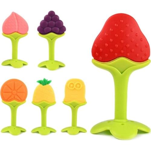 Platube 1Pcs Baby Silicone Teething Toys Baby Toys Beads Baby Teething Food Grade Silicone Multicolor Fruits Rodent Teether