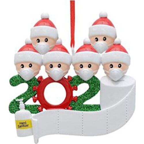 1pcs Family DIY Handwritten Name Face Mask Snowman Christmas Tree Hanging Pendant Christmas Family Ornament Decoration