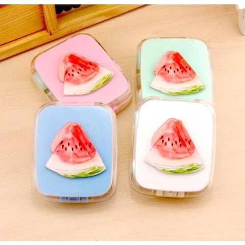 10pcs Fashion beauty DIY cute Fruit watermelon colour Contact lens case with Mirror Convenient to carry Nursing box 7.5*6.3*2cm