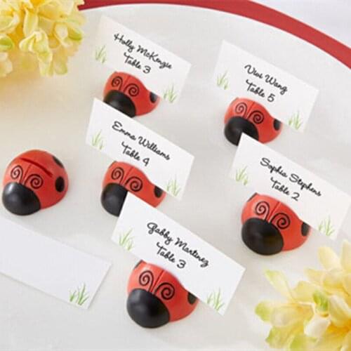 10pcs / lot new resin ladybug place card holder wedding table decoration favors, event party gifts supplies