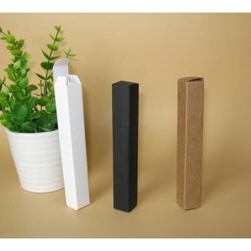 100pcs/lot-1.7*1.7*12.4cm Mini Size Black White kraft Paper Box For Lipstick Perfume Essential Oil Bottle Storage valve tubes