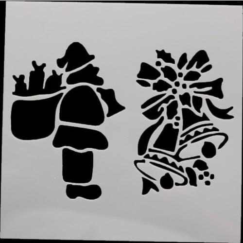 13*13 Santa claus bell pvc Layering Stencils for DIY Scrapbooking/photo album Decorative Embossing DIY Paper Cards Crafts