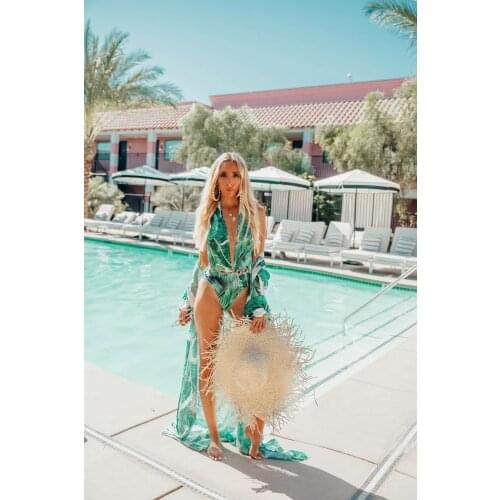 2021 new chiffon green beach jacket sun protection clothing cardigan vacation bikini coverall swimsuit suit