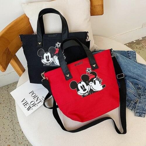 2021 New Style Trendy Women Bag Cartoon Cute Girls Canvas Bag Autumn Women Casual Tote Disney Mickey Minnie Handbag Shoulder Bag