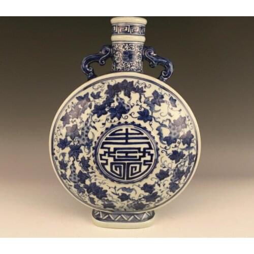 Antique QingDynasty porcelain vase,Blue gourd ribbon bottle,Hand-painted crafts,Decoration,Collection&Adornment,Free shipping