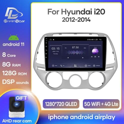 Prelingcar Android 10.0 For Hyundai i20 Manual A/C 2012 2013 2014 Car Radio Multimedia Video Player GPS Navigation NO DVD 2 Din