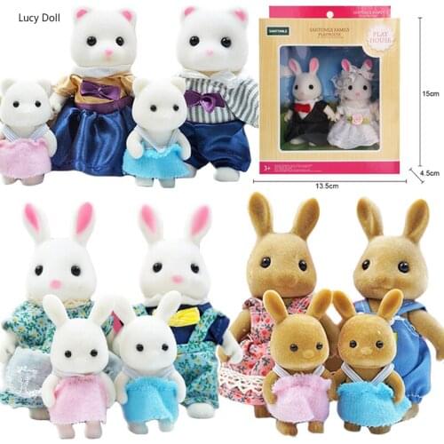 Childrens Simulation Forest Animal Family 1:12 Scale DIY House Furniture Miniature 1/12 Rabbit Bear Panda Girl Pretend Play Set