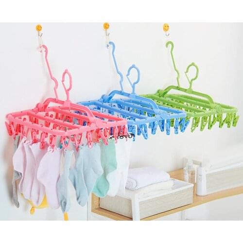Home Folding Windproof Underwear Socks Clips Clothespin Peg Drying Rack Hanger for clothes