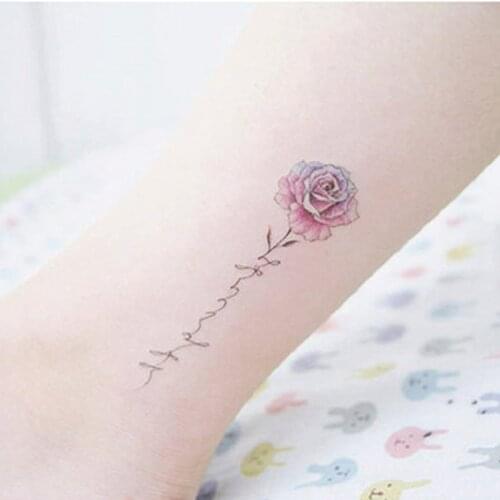 Ankle Flora Flower Rose Lavender Flash Fake Waterproof Tattoos Temporary Women Arm Chest Tattoo Stickers Body Art Custom Tatoos