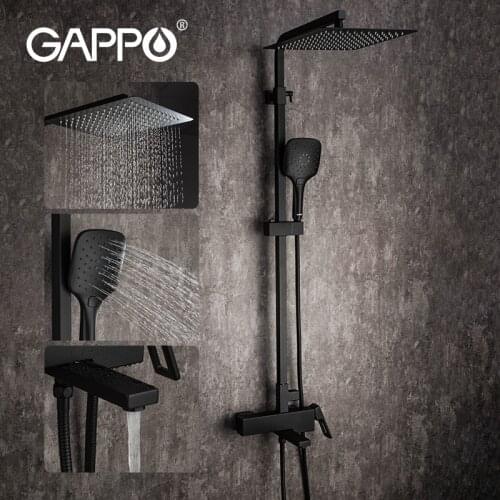 GAPPO black faucet shower bathroom hot and cold water mixer Brass faucets Bathtub waterfall shower system black faucet mixer