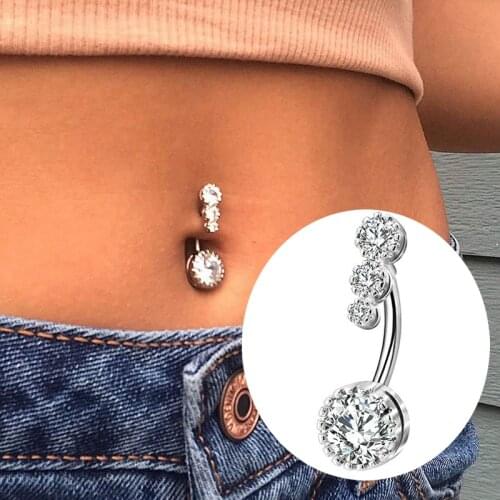 Crystal Navel Ring Bar Barbell Drop Dangle Body Piercing Surgical Nombril Ombligo Belly Button Rings Women Body Jewelry