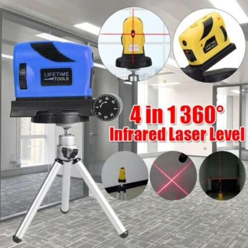 4 IN 1 Infrared Laser Level Slash Beam Line Functional Adjustable 360 Degree Horizontal Vertical Cross Lines Measuring Tools