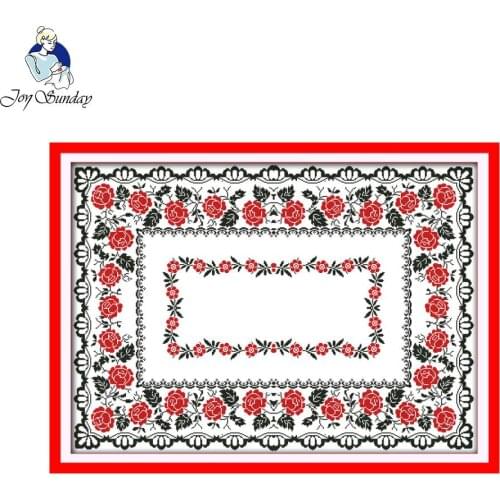 Joy Sunday Rose Tablecloth Painting Oriental Cross Stitch DIY Kitchen Craft Needlework Embroidery Wedding Cross Stitch Patterns