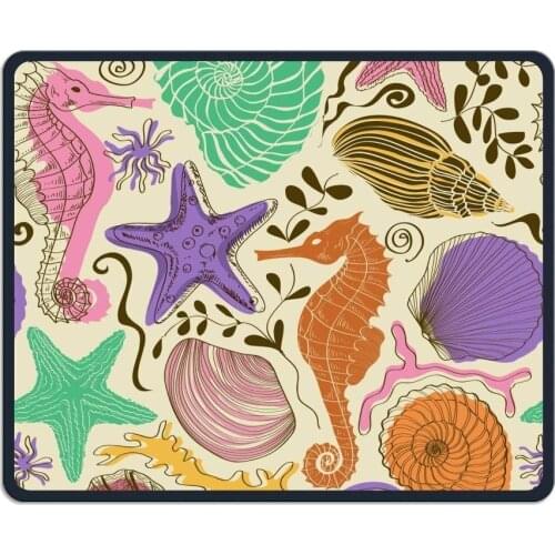Wireless Mouse Pad, Sea Horse Shell Starfish Cute Print Mouse Pads, Comfort Soft Non Slip Lightweight Premium-TexturedMouse Pad