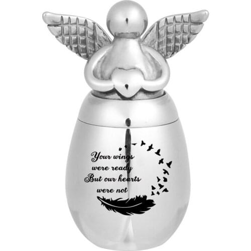 Cremation Jewelry for Ashes Urn Stainless Steel Your Wings Were Ready Feather Charm Memorial Angle Urn Keepsake Pendant Necklace