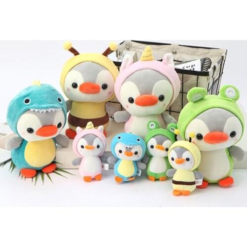 Cute Penguin Plush Toy Animal Figure Cosplay Unicorn Bee Frog Dinosaur Stuffed Doll Small Pendant Keychain Gift Toys for Friend