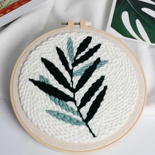Russian Style Leaf Pattern DIY Embroidery Kits Punch Needle Embroidery Kits for Beginners DIY Gift Decor